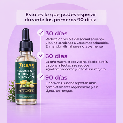 7 Days | Elimina hasta el 99.9% de los hongos en tus uñas.