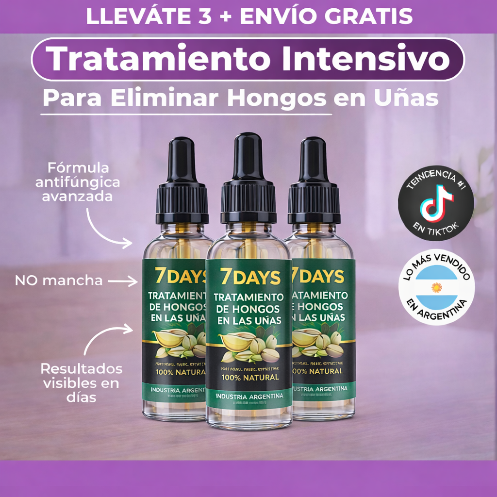 7 Days | Elimina hasta el 99.9% de los hongos en tus uñas.