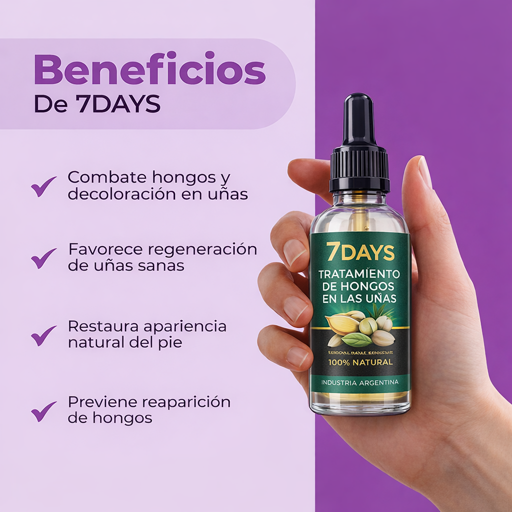 7 Days | Elimina hasta el 99.9% de los hongos en tus uñas.
