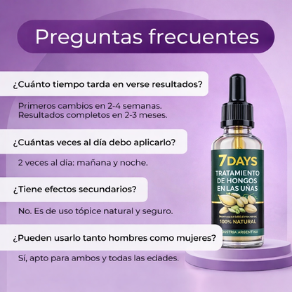 7 Days | Elimina hasta el 99.9% de los hongos en tus uñas.